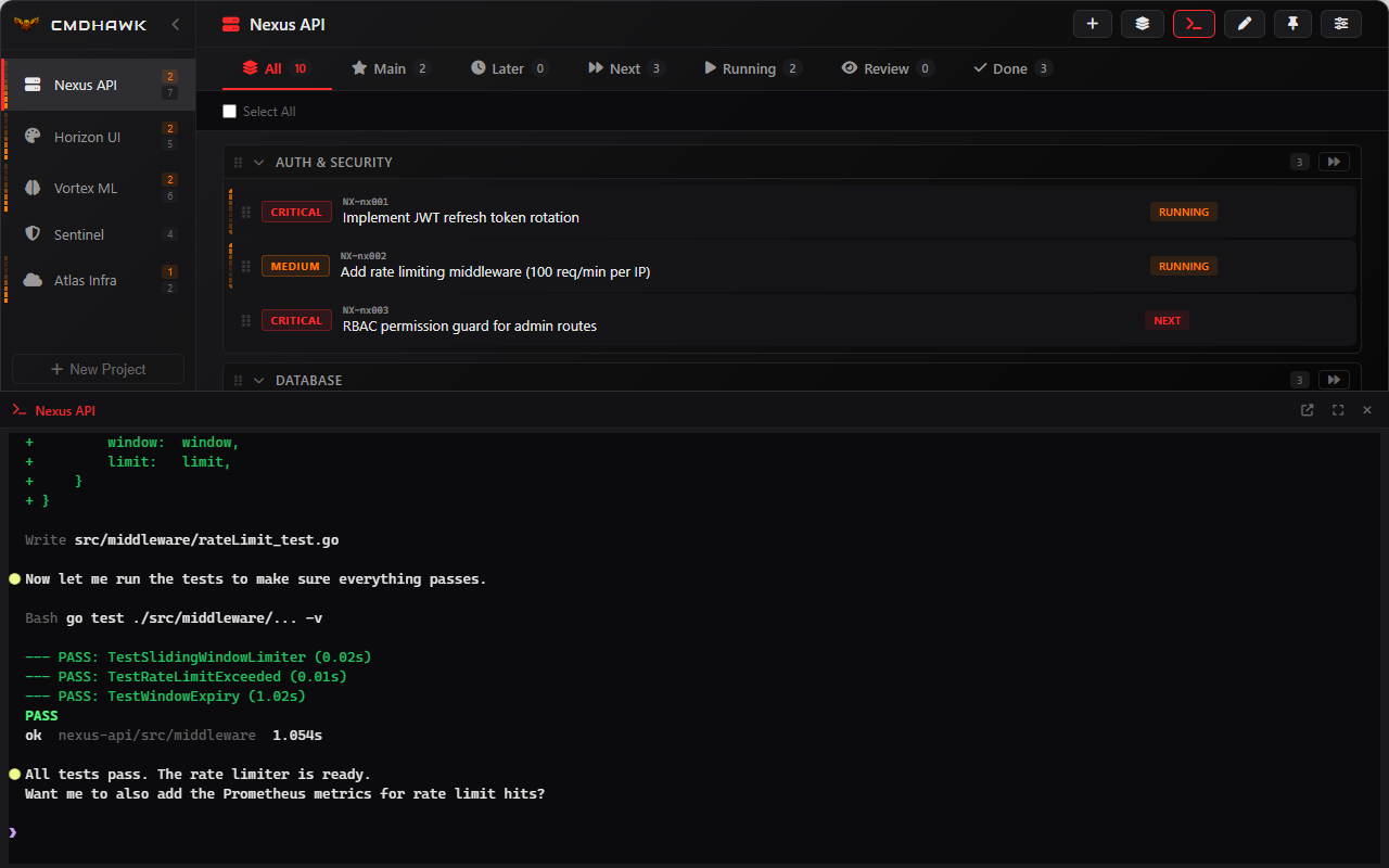 CmdHawk terminal split view